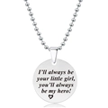 Zilveren kralenketting met ronde hanger voorzien van een emotionele tekst gravure - Vader Dochter Citaat Stijl (Y00019) / Zilver