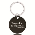 Polished black round stainless steel keychain with I love you to the moon engraving - Moon & Stars Confession Style (Y00007)