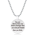 Zilveren ketting met ronde hanger en inspirerende gravering, roestvrijstalen bolletjesketting - Motto Inspirerende Citaat Stijl (Y00005) / Zilver