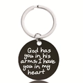 Detail of matte black stainless steel keychain with engraved memorial text on white background - Memorial Remembrance Style (Y00013)