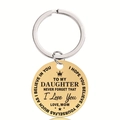 Porte-clés rond en acier inoxydable doré avec message gravé sentimental pour une fille - Citation À Ma Fille (Y00021)