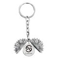 Detail of silver alloy sunflower locket keychain with Cancer zodiac sign engraving - Silver Cancer (T00016)