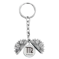 Silver metal sunflower locket keychain with Virgo zodiac sign engraving inside - Silver Virgo (T00018)