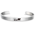 Minimalist silver stainless steel open bracelet featuring mama bear silhouettes for women - Silver Style 2 (S00002)