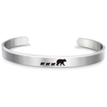 Silver stainless steel mama bear cuff bracelet featuring an engraved bear family silhouette - Silver Style 3 (S00003)