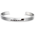 Polished stainless steel open cuff bracelet with Mama Bear and six cubs silhouette - Silver Style 6 (S00006)