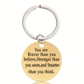 Porte-clés rond en acier inoxydable doré avec une citation inspirante gravée en anglais - Citation Inspirante (Y00005)