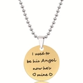 Gouden herdenkingshanger met gegraveerde engelentekst aan zilveren kralenketting - I Used To Be His Angel Now He's Mine Stijl (Y00016)
