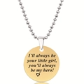 Gouden ronde hanger met emotionele tekstgravure aan een zilveren kralenketting - I'll Always Be Your Little Girl Familiestijl (Y00019)