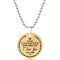Gouden ronde roestvrijstalen hanger met inspirerende kroontekst voor dames kettingen - Kroon En Ster Visuele Elementen Stijl (Y00021)