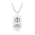 Detail der medizinischen Notfallkette mit Lebensstern und Typ-1-Diabetes-Gravur - Typ 1 Diabetes (W00061) / Silber