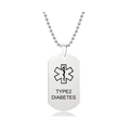 Detailansicht der medizinischen ID-Marke für Typ-2-Diabetes mit Star of Life Symbol - Typ 2 Diabetes (W00062) / Silber