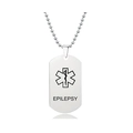 Detailansicht des medizinischen Anhängers mit Epilepsie-Gravur und Lebensstern-Symbol - Epilepsie (W00063) / Silber