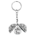 Sunflower locket keychain with 'mi mama' engraving and mother-child design for Mother's Day - Silver Sunflower-Mi Mama Duo (T00072)