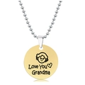 Detail of golden grandma pendant necklace with Love You Grandma engraving on ball chain - Love You Grandma Style (Gold)