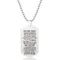 Roestvrijstalen legerplaatje ketting met gegraveerde boodschap van vader aan zijn zoon - Papa Inspirerende Boodschap Stijl (W00019)