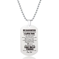Gepolijste roestvrijstalen dog tag ketting met gegraveerde boodschap voor dochter - Papa aan Dochter Liefde Stijl (W00021)