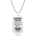 Zilveren roestvrijstalen dog tag ketting met een gegraveerde boodschap van Moeder - Mama aan Dochter Inspirerende Stijl (W00022)