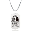 Gepolijste zilveren roestvrijstalen dog tag ketting met koppel silhouet en liefdesgedicht - Aan Mijn Vrouw Engels Liefdesgedicht (W00027)