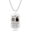 Zilveren roestvrijstalen dog tag ketting voor echtgenoot met gravure en silhouet - Aan Mijn Echtgenoot Liefdescitaten (W00028)