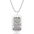 Gepolijste roestvrijstalen militaire hanger ketting met gegraveerde tekst voor de zoon - Papa aan Zoon Lange Boodschap (W00029)