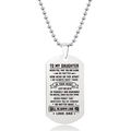 Gegraveerde roestvrijstalen dog tag ketting voor dochter met zilveren balketting - Papa aan Dochter Lange Boodschap (W00030)