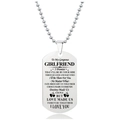Gepolijste zilveren roestvrijstalen militaire tag ketting met gegraveerde liefdesboodschap - Aan Mijn Vriendin Liefdestekst (W00035)