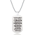 Gepolijste zilveren roestvrijstalen dog tag ketting voor neef met gravure - Oom aan Neef Inspirerende Stijl (W00050)