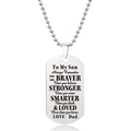 Zilveren roestvrijstalen dogtag ketting voor zoon met gegraveerde motiverende tekst - Papa aan Zoon Inspirerende Stijl (W00047)