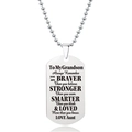 Gepolijste roestvrijstalen legerpenning ketting voor kleinzoon met gegraveerde tekst - Oudere aan Kleinzoon Inspirerende Stijl (W00048)