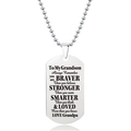 Gepolijste roestvrijstalen dog tag ketting voor kleinzoon met gegraveerde motivatie - Aan Mijn Kleinzoon Inspirerende Boodschap (W00049)