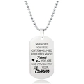 Zilveren roestvrijstalen dog tag ketting met gravure en ronde kralenketting voor heren - Inspirerende Zin Klassiek (W00039)