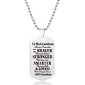 Zilveren roestvrijstalen dog tag ketting met gegraveerde tekst voor de kleinzoon - Oma aan Kleinzoon Stijl (W00045)