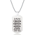 Gepolijste roestvrijstalen dog tag ketting voor zoon met gegraveerde tekst - Mama aan Zoon Inspirerende Getuigenis (W00052)