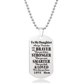 Gepolijste roestvrijstalen dogtag-ketting met inspirerende tekst voor dochter op een bolletjesketting - Mama aan Dochter Inspirerende Stijl (W00046)