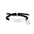 Black woven bracelet with polished steel ID plate and number 12 charm pendant - Black Rope-Number 12(Silver)