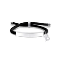 Minimalist black braided cord bracelet with silver curved metal plate and number 16 charm - Black Rope-Number 16(Silver)