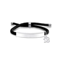 Adjustable black braided rope bracelet with silver engravable plate and number 18 charm - Black Rope-Number 18(Silver)