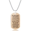 Collar de placa de acero inoxidable oro rosa con texto inspirador grabado para hijo - Estilo Inspirador Para Hijo(W00016)