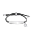 Minimalist grey braided rope bracelet with silver metal bar and number 18 charm - Gray Rope-Number 18(Silver)