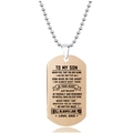 Colgante grabado en acero inoxidable oro rosa con cadena de cuentas para hijo - Estilo Inspirador Para Hijo(W00029)