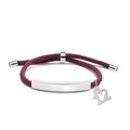 Red braided rope bracelet with silver number 12 pendant and heart detail - Burgundy Rope-Number 12(Silver)