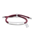 Handcrafted burgundy braided rope bracelet with polished silver number 16 pendant - Burgundy Rope-Number 16(Silver)