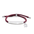 Deep red braided bracelet with silver number 18 charm and engravable metal plate - Burgundy Rope-Number 18(Silver)