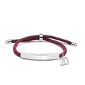 Deep red woven rope bracelet with silver number 20 charm and adjustable metal bead - Burgundy Rope-Number 20(Silver)