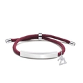 Minimalist burgundy braided cord bracelet with silver number 21 heart charm and metal bar - Burgundy Rope-Number 21(Silver)