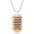 Collar de placa en oro rosa grabado de mamá para su hija, con cadena de cuentas incluida - Estilo Inspirador Para Hija(W00046)