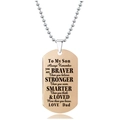 Collar de placa militar de oro rosa con grabado inspirador para hijos y cadena de bolas - Estilo Inspirador Para Hijo(W00047)