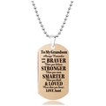 Collar de placa de identificación en oro rosa con mensaje grabado de tía para su sobrino - Estilo Inspirador Para Nieto(W00048)