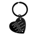 Porte-clés cœur en acier noir avec gravure blanche pour cadeaux de fin d'études - Noir Verset inspirant (TX0031)